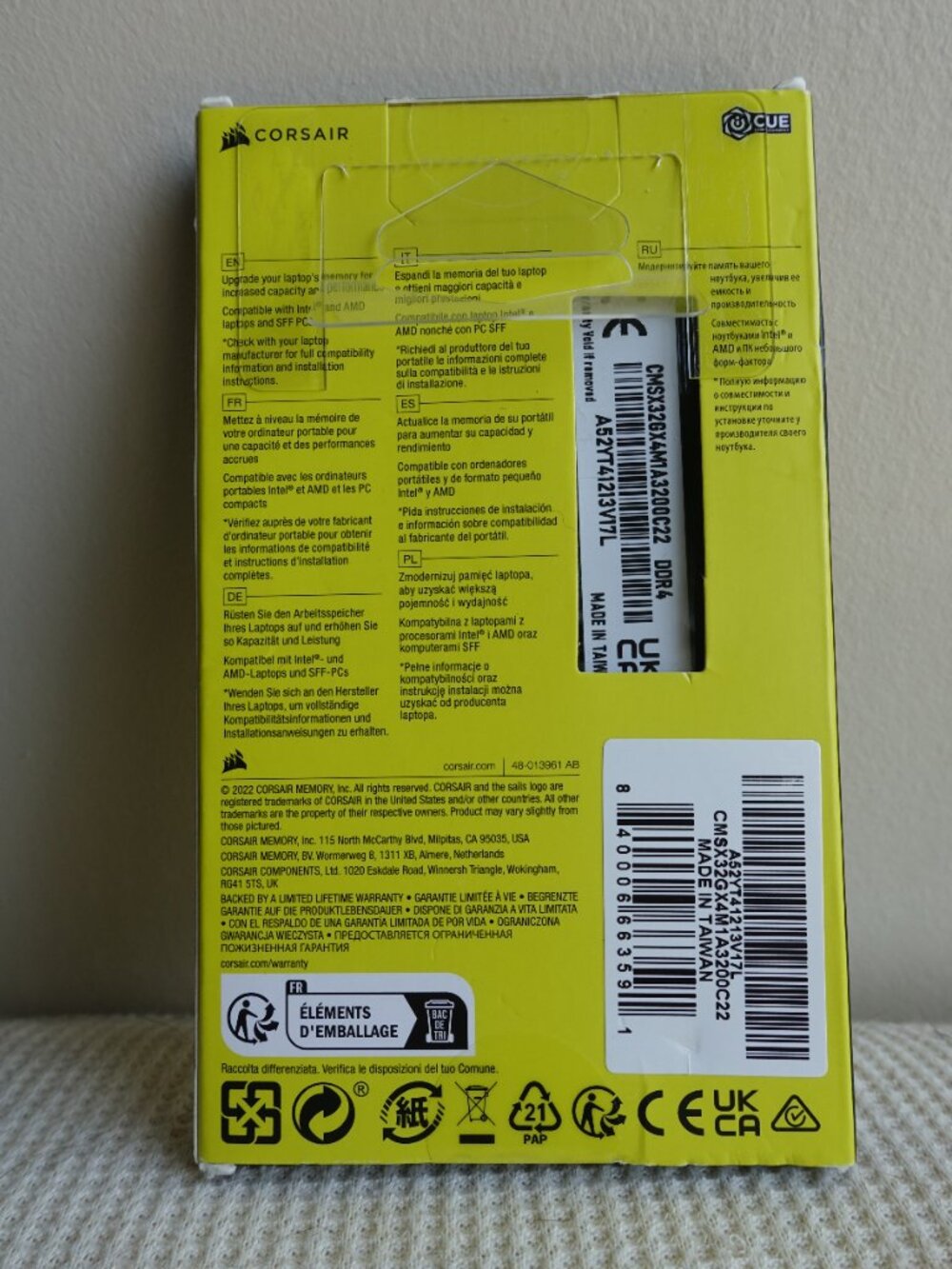 Corsair Vengeance 32GB (1 x 32GB) DDR4 3200MHz SODIMM Laptop Memory Module. - Picture 2 of 4